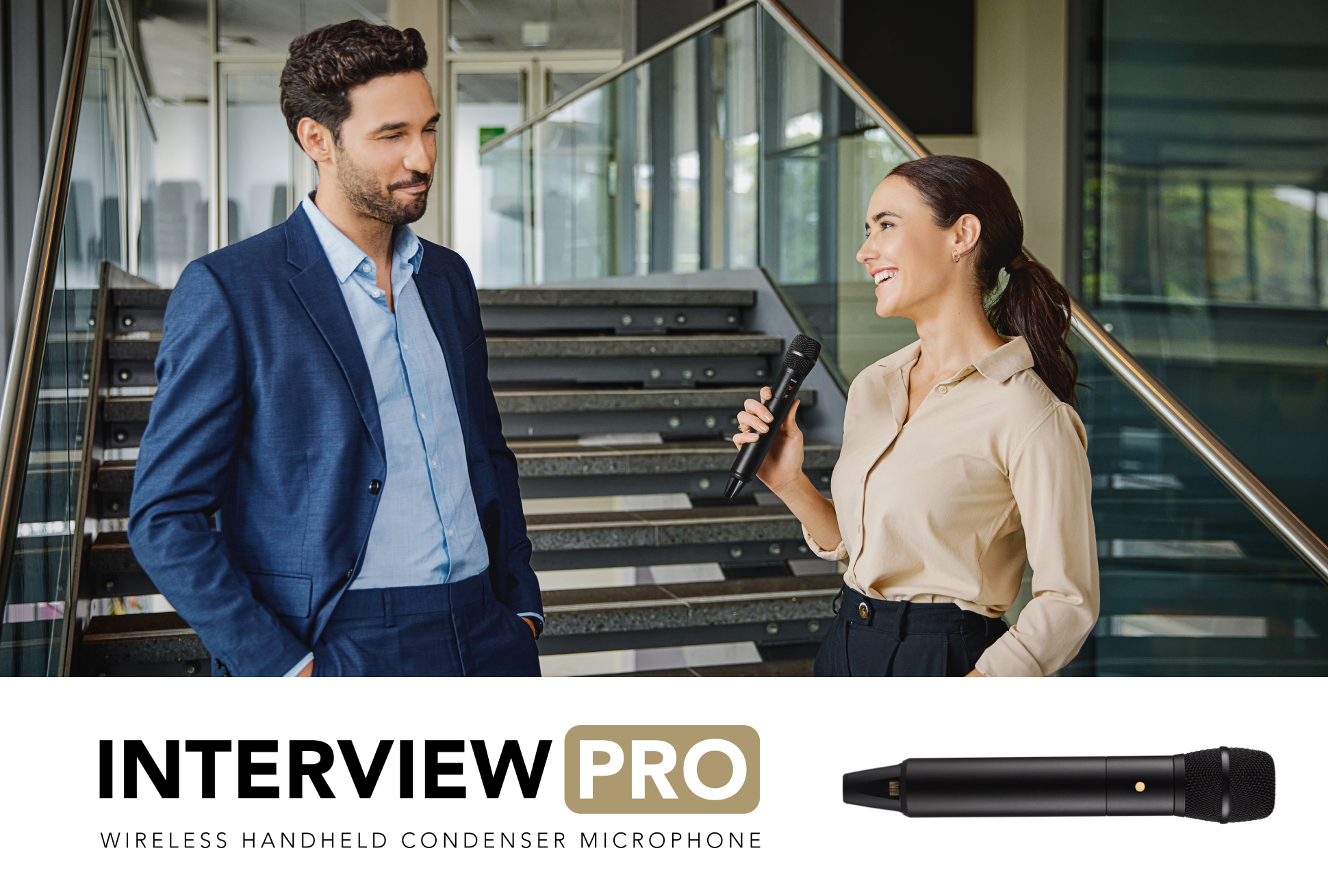 A large marketing image providing additional information about the product Rode Interview Pro Wireless Micophone - Additional alt info not provided